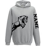 FunkyShirt Personalised Equestrian Hoodie Horse Riding Hoody for Girls Sport Grey