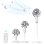SEASAND Air Circulator Fan, 5 Speeds, With Remote Control, Height Adjustable (820mm/600mm/380mm), 8 Timer, White