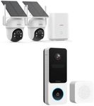 AOSU Security Cameras Outdoor Wireless, 2 Cam-Kit, No Subscription Doorbell Camera Wireless - Head-to-Toe View, Intelligent Package Detection