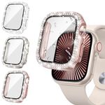 Tensea [3Pack] for Apple Watch Screen Protector Case Series 10 42mm Accessories, iWatch Hard PC Diamond Bumper Case Built-in Tempered Glass Film, Protective Bling Face Cover for Women Girls, 42 mm