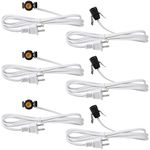 6 Pcs Clip in Lamp Cord with E12 Light Socket White Single Lamp Cord Replacement Light Cord for Christmas Village Accessories Halloween Pumpkin Lights, 6 ft