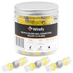 Wirefy 100 PCS Solder Seal Wire Connectors - Heat Shrink Solder Butt Connectors - Waterproof Solder Sleeves - Self Soldering Wire Connectors - Yellow 12-10 AWG