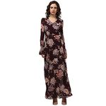 Harpa V-Neck Printed Dress (GR5493-MAROON)