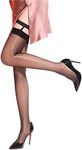 HTRUIYATY Non Slip Shiny Support Hold Ups Stocking Elastic With Silicone Strap Thigh High For Women Black