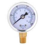 Pressure Gauge, 0-200psi 0-14bar Hydraulic Water Pressure Gauge 40mm Dial Meter 1/8" NPT for bar/psi Measurement