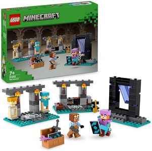 LEGO Minecraft La Armería, Juguete de Construcción de Aventuras y Forja de Armas con Personajes del Videojuego, Minifigura de Alex, Regalo para Niños y Niñas de 7 Años o Más 21252