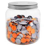 Mczcent Large Coin Jar Bank, Big Clear Plastic Coin Money Tip Change Saving Piggy Jar with Silver Slotted Lid, Large Plastic Coins Piggy Money Change Clear Bank Jar for Adults Teens Kids Girls Boys