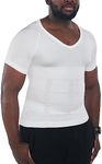 KOCLES Gynecomastia Compression Shirts for Men, Shapewear Slimming Body Shaper Undershirt, V-Neck Baselayer T-Shirt Workout, V Neck White, Large