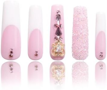 LOVFUL Press on Nails Sweet Elegance| Handmade with Full Covered Crystals| Reusable Fake Nails| Square Mid length 1.7in| H34-S