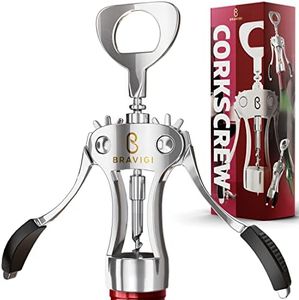 Premium Wine Opener, Wing Corkscrew - Made w/Heavy Duty Stainless Steel Screw & Zinc Alloy Body - Perfect Corkscrew to Open Wine & Beer Bottles - Great Bootle Opener For Bartenders, Restaurants & Home