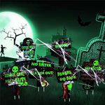 SEAHUI 6Pcs Halloween Yard Signs Garden Decoration Waterproof Corrugate Yard Stake Signs Scary Glow in the Dark Beware Warning for Halloween Front Yard Lawn Garden Party Decorations Outdoor