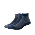 Allen Solly Men'S Cotton Quarter Length Socks (Pack Of 3) - Black, Dark Grey, Denim