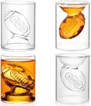 Erweicet Set of 4 Football Reversible Shot Glasses 2.7/6.08 oz Clear Football Shape Glasses Football Cups for Football Fan Gifts Football Party Beer Liquor Cocktail Whiskey Wine