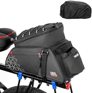 KEMIMOTO Bike Bag PVC Bicycles Rear Rack 15L Bicycles Trunk Pannier with Waterproof Cover and Water Cup Bag for Commuter Travel Outdoor
