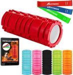 Foam Roller Red with 3 Resistance Level Bands - Lightweight Foam Rollers for Muscles Provides Relief from Pain Fatigue Improves Tissue Recovery - Massage Roller for Gym, Yoga Pilates
