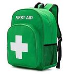 First Aid Backpack Bag Empty Emergency Red First Aid Medical Backpacks 1st Aid Backpack Back Pack for First Aid for Camping Hiking Trekking Adventures Home Health First Responder (Green Backpack)