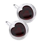 CNGLASS Double Wall Heart Shaped Glass Coffee Mugs 5oz(Set of 2),Insulated Clear Tea Cups with Handle,Unique Glass Espresso Mugs for Coffee,Cappuccino,Latte,Milk,Set of 2