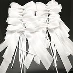 FQTANJU 30 pcs Delicate Wedding Pew End Bowknots Ribbon Bows Cars Chairs Decorations. (white)