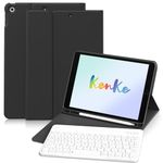 KenKe for iPad 9th Generation (2021) / iPad 8th Gen (2020) / iPad 7th Gen (2019) 10.2 Keyboard Case with Built-in Pencil Holder, Detachable Wireless Bluetooth Keyboard Cover 10.2 inch Case, Black