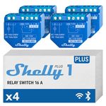 Shelly Plus 1 | WiFi & Bluetooth Smart Relay Switch | Home Automation | Alexa & Google Home Compatibility | iOS Android App | No Hub | Lighting and Garage door Control (4 Pack)