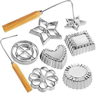 8-Piece Rosette&Timbale Set, Aluminum Waffle Molds with Wooden Handle, Homemade Swedish for Rosette Bunuelos Cookie