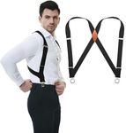 JTCMOJS Black Suspenders for Men Heavy Duty Belt 1.4 Inch Work Mens Suspenders with Clips for Formal and Casual Wear