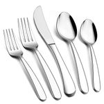 E-far Heavy Duty Silverware Set for 8, 40-Piece Stainless Steel Flatware Cutlery Set, Heavy Weight Metal Eating Utensils Sets for Home Restaurant Weddings, Mirror Polished & Dishwasher Safe