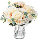 4 Bouquets Artificial Flowers Fake Peony Silk Flowers Combo Faux Hydrangea Flower Decor Elegant White for Wedding Bouquets DIY Table Centerpieces Arrangements Party Baby Shower Home Decorations