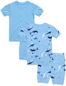 VAENAIT BABY"Kids Boys Viscose Pajamas Sea Animal Print Pj 4pcs Set Colorful Sky+Aqua Shark JM