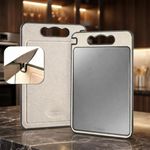 Empune Double Sided Cutting Board with Knife Sharpner | Titanium & Wheat Straw | Chopping Board for Kitchen | for Vegetables, Fruits Cutter, Meats | Food Grade Quality | Large | 36 x 25 cm