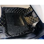 CAPEDELL Premium 7D Car Floor Mats Compatible for Audi A6(2023)|Luxury Leather Double Layered Car Mat||Set of 3Pcs||100% Waterproof and Washable||Color :-Black with Golden (Black Grass)