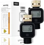 MOES Water Flow Meter with Brass Inlet Metal Thread, Measure Gallon/Liter Consumption and Flow Rate for RV Water Tank Filling, Outdoor Garden Hose Watering, Lawn Sprinkler and Nozzle Sprayer, 2 Pack