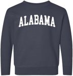 Wild Bobby State of Alabama College Style White Fashion Toddler Fleece Crewneck Sweatshirt, Navy, 5T/6T