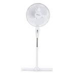 Signature S40011 Portable 16 Inch Oscillating Pedestal Fan with Adjustable Tilt Angle and Height, 3 Plastic Blades, 3 Speed Settings, Carry Handle, White