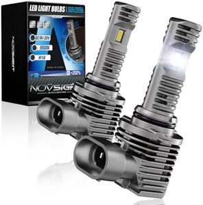 NOVSIGHT H10 9145 9140 LED Fog Light Bulbs, 10000LM Bright H10 Fog Light Bulbs, 1:1 Size Fanless Fog Lights No Dark Spots, Pack of 2