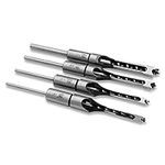 NUZAMAS HSS Mortising Chisel Set, 4 Pieces Set Woodworking Square Drill Bits Wood Hole Saw with Twist Drill (1/4", 5/16", 3/8", 1/2")