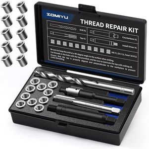 ZOMIYU M8 x 1.25 Metric Thread Repair Kit, with HSS Drill Bit, Tap, Counterbore & Installation Driver, M8 x 1.25 Solid 304 Stainless Steel Inserts (10 Pcs, 9.4 mm Length)