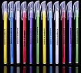 Matador Hi-School Fine Point Roll Gel Pens | 0.5mm Ballpoint | Black Ink Pens | Comfort Rubber Grip Fun Colourful Designs | Pack Of 12