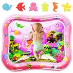 Large Baby Water Mat Tummy Time AUCRSOZK 95x76cm Inflatable Water Play Mat Sensory for 3 6 9 12 Months Babies Water Pad Toy with Letters Watermat for Newborn Gift Include Patch (Pink)