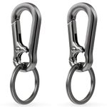 2Pcs Keyring Clip,Carabiner Keyring,Keyrings & keychains,Metal Keychain Carabiner Clip,Small Carabiner Clips,Portable Key Chain With Carabiner Keyring,for Men Women,Black