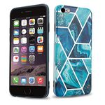 cadorabo Case works with Apple iPhone 6 PLUS/iPhone 6S PLUS in Blue wave marble No.13 - TPU Silicone Cover with Mosaic Pattern Design - Ultra Slim Protective Gel Shell Bumper Back Skin