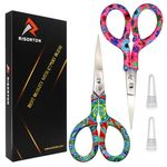 2 Piece Small Embroidery Scissors Set – Ultra Sharp Precision Craft Scissors with Wide Comfortable Grip, Fits Most Finger Sizes, Stainless Steel Blades with Safety Caps for Sewing, Quilting, Crochet