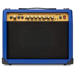 LyxPro 40 Watt Electric Guitar Amplifier | Combo Solid State Studio Amp with 8” 4-Ohm Speaker, Custom EQ Controls, Drive, Delay, ¼” Passive/Active/Microphone Inputs, Aux in & Headphone Jack - Blue