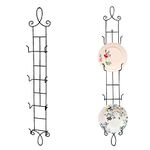 HOHIYA 2pc 42 Inch Plate Hangers for the wall Display Rack Holders Metal Vertical for Collectible Plates 4 Tier Taiwan Made Black