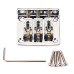 Alnicov Cigar Box Guitar Parts: 3-string Chrome Hard-tail Adjustable Bridge