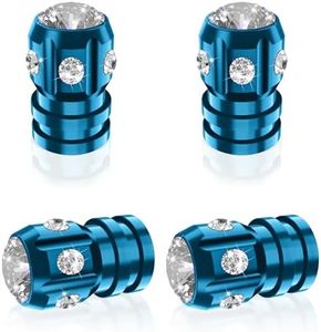 QUARKACE Tire Valve Caps, Bling Valve Stem Caps with Sparkly Rhinestones, Tire Caps 4 Pack for Cars SUVs Trucks Motorcycles Bikes, Anti-Fading Coating, Corrosion Resistant, Air Leakproof - Blue