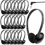 Wensdo Classroom Headphones Bulk 20 Pack for Kids School Students Teens Toddler Childern and Adults-Wholesale Earphpones (Black)