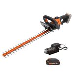 Worx WG261 20V (2.0Ah) Power Share 20-inch Cordless Hedge Trimmer, Battery and Charger Included, Black and Orange