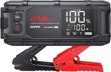 FLYLINKTECH 6000A Avviatori di Emergenza per Auto,PD 45W Ricarica Rapida Avviatore Emergenza per Auto Fino a all Gas e 12.0L Diesel, Ricarica di Tutti i Computer Portatili