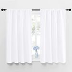 NICETOWN Rod Pocket Curtains - Half Window Curtains Blackout Curtain Panel Light Blocking Panels Energy Saving (W42 x L54 -Inch, Pure White, 2 Panels)